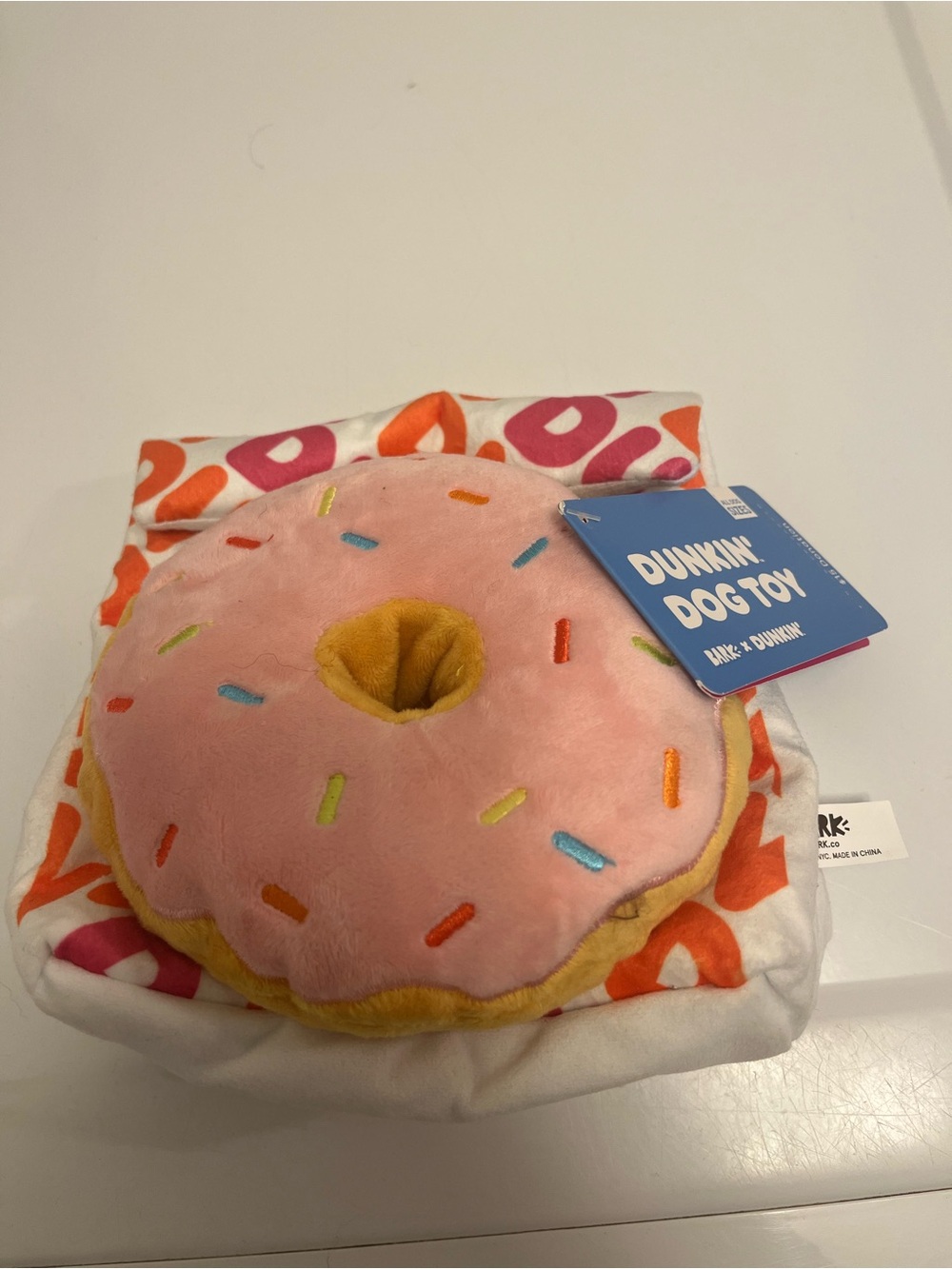 Pink Donut Plush dog Toy